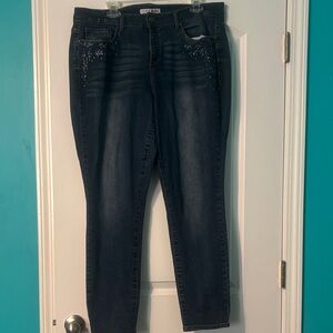 Code Bleu Dark Blue Detailed Skinny Jeans